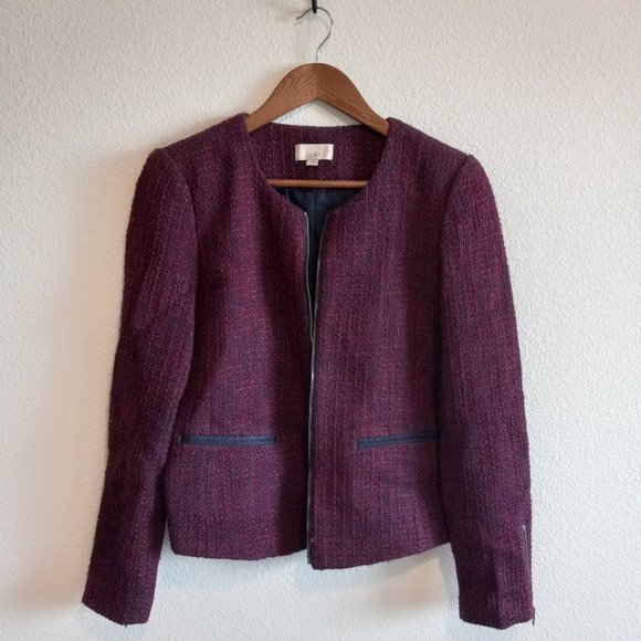 Loft NWOT Tweed Zip Blazer - Picture 1 of 7